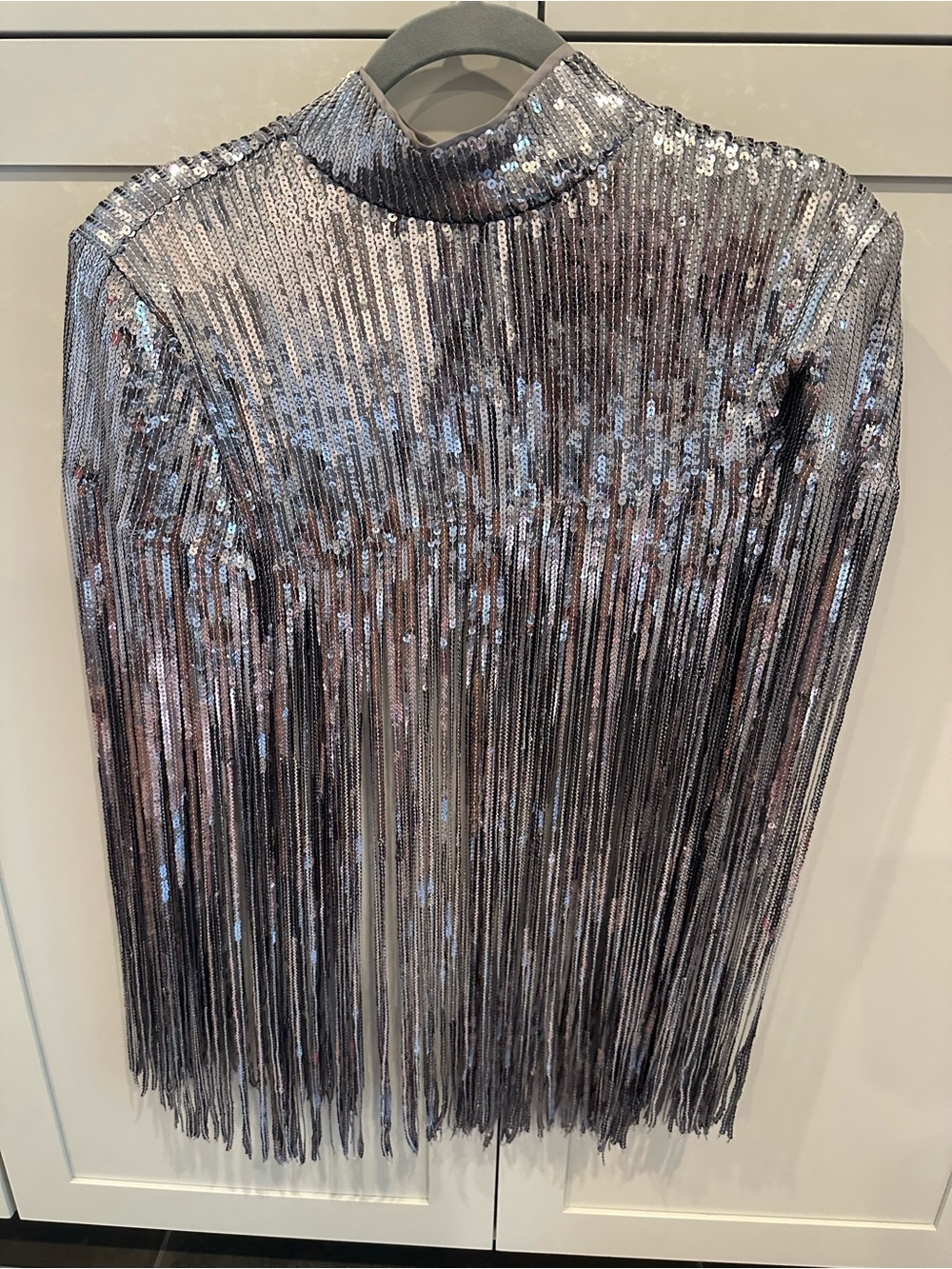 Anthropologie Silver Sequin Cape